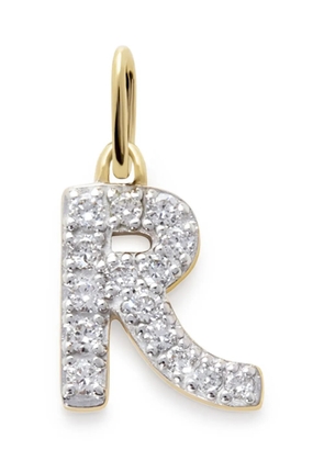 Monica Vinader 14kt yellow gold R charm diamond necklace