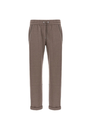 Brunello Cucinelli elasticated monile detail trousers - Brown