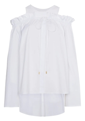 Alberta Ferretti cold shoulder frill long sleeve top - White