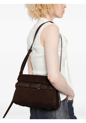 Moschino buckle suede cross body bag - Brown