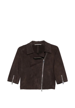 THE JACK LEATHERS Mimi suede biker jacket - Brown
