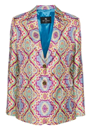 ETRO mandala-print silk blazer - Blue