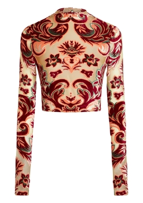 ETRO patterned-jacquard tulle top - Neutrals