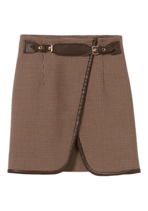 Claudie Pierlot houndstooth leather-trimmed miniskirt - Brown