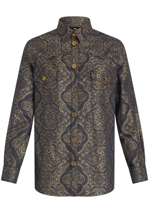 ETRO patterned-jacquard denim shirt - Grey