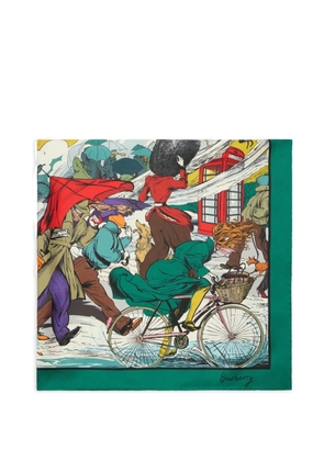 Burberry Raining Cats and Dogs​ silk scarf - Green