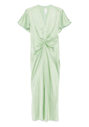 Victoria Beckham gathered V-neck midi dress - Green