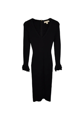 Michael Kors Vintage ribbed ruffle-cuff midi dress - Black