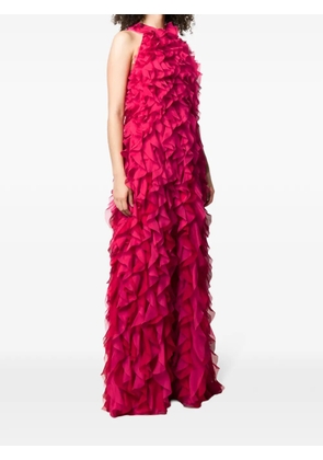 Alberta Ferretti ruffled racerback evening dress - Pink