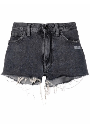 Off-White Corporate frayed denim shorts - Grey