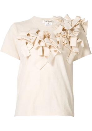 Comme Des Garçons ruffle appliqué T-shirt - Neutrals