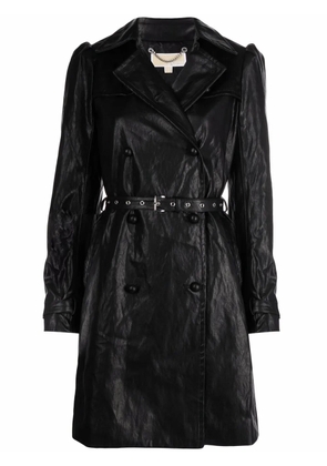 Michael Michael Kors faux-leather puff-sleeve coat - Black