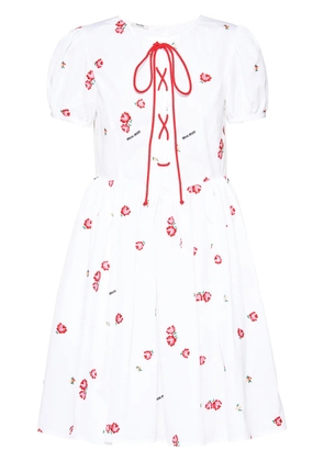 Miu Miu poplin floral embroidered dress - White