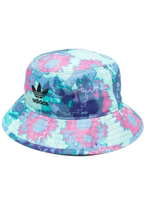 adidas floral-print Trefoil bucket hat - Blue