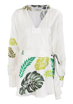 Amir Slama palm leaf print beach dress - White