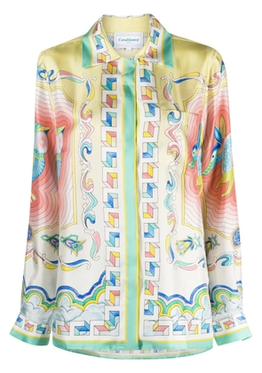 Casablanca Souvenir-print silk shirt - Yellow