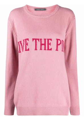Alberta Ferretti slogan-print knitted jumper - Pink