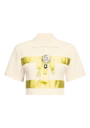 AREA crystal-embellished cropped top - Neutrals