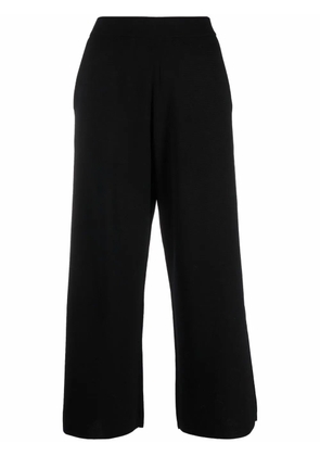 Allude cropped wide-leg wool trousers - Black