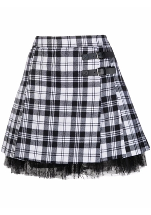 RED Valentino tartan-print pleated kilt mini skirt - Black
