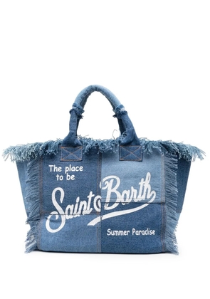 MC2 Saint Barth Vanity fringed denim tote bag - Blue