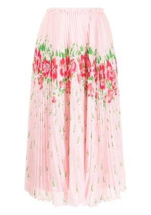 RED Valentino floral-print pleated midi skirt - Pink
