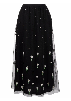 RED Valentino embroidered-design high-waisted skirt - Black