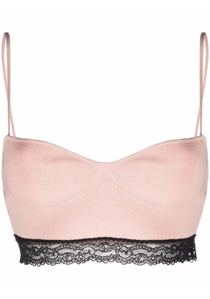 RED Valentino floral-lace bandeau top and shorts set - Pink