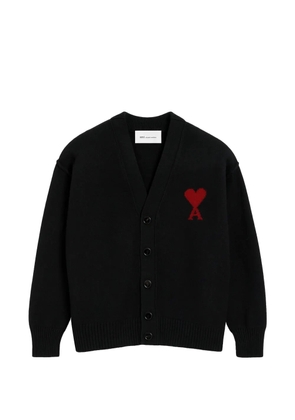 AMI Paris logo-appliqué buttoned cardigan - Black