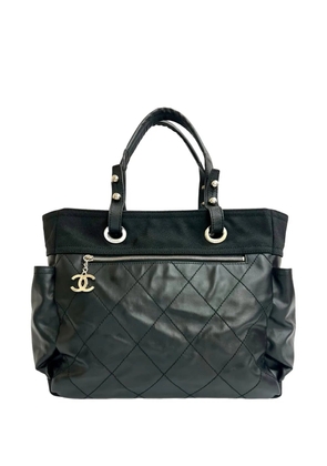 CHANEL Pre-Owned 2006-2008 Large Quilted Coated Canvas Paris Biarritz tote bag - Black