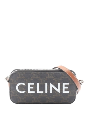 Celine Pre-Owned 2018-2026 Triomphe Coated Canvas Logo Horizontal Pouch crossbody bag - Brown