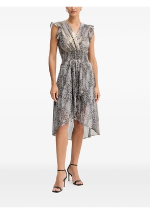 Morgan ruffled reptile-print midi dress - Grey