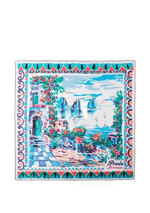 Prada printed silk twill scarf 90 X 90 cm - White