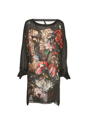 Roberto Cavalli Vintage silk floral mini dress - Black