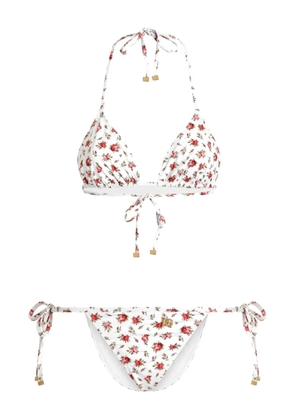 Dolce & Gabbana floral-print tie bikini - White