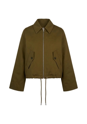 Closed drawstring-waist zip-up jacket - Green