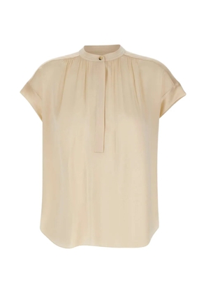 Vince button-placket gathered silk blouse - Neutrals