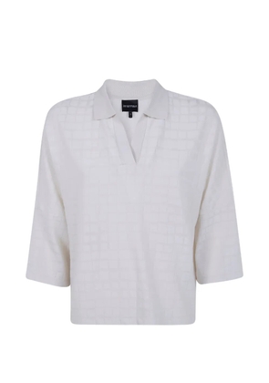 Emporio Armani V-neck check top - White