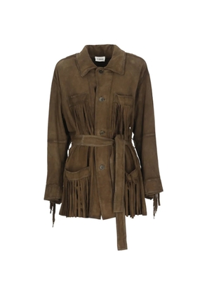 P.A.R.O.S.H. fringed leather jacket - Brown