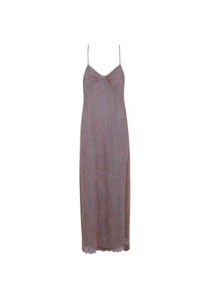 Emporio Armani floral-embroidered maxi dress - Brown