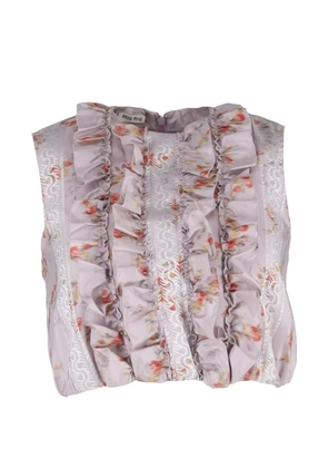 Miu Miu Pre-Owned 2015 printed ruffled blouse - Pink