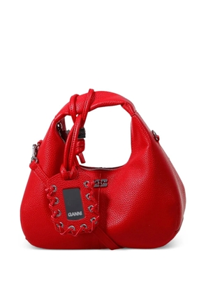 GANNI Mini Hobo lace detail tote bag - Red