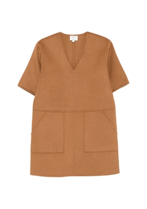 MAISON123 V-neck patch-pocket mini dress - Brown