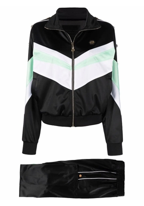 Philipp Plein logo-embroidered striped tracksuit set - Black