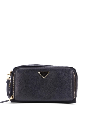 Prada Pre-Owned Double Zip Camera Bag Tessuto and Saffiano Leather Mini crossbody bag - Black
