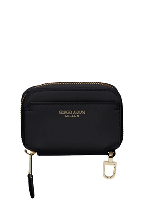 Giorgio Armani mini zip-around logo-plaque wallet - Black