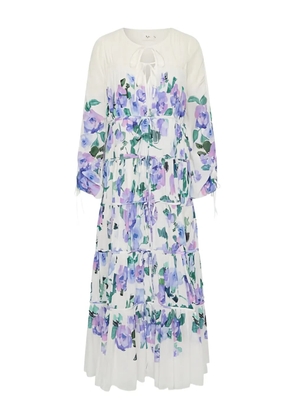 Aje Clover floral tiered maxi dress - White