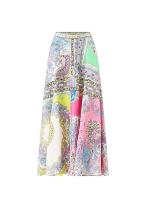 Camilla panelled flared long skirt - Pink