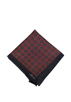 Brioni geometric-pattern pocket square - Brown