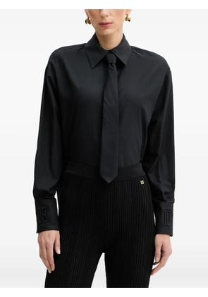 Elisabetta Franchi tie-detail embroidered-cuffs shirt - Black